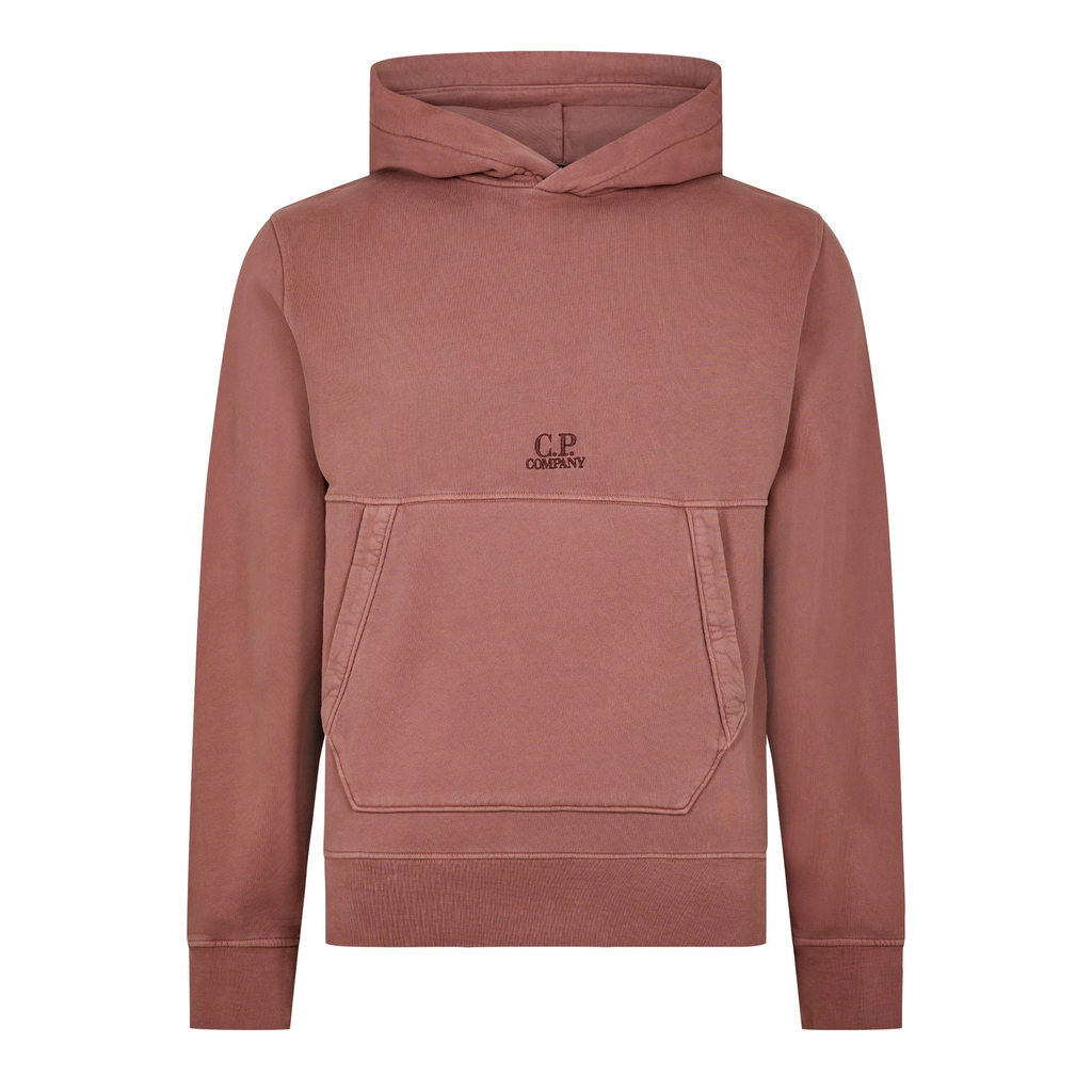 CP Company Embroidered Logo Hooded Sweatshirt - Cedar Wood 476